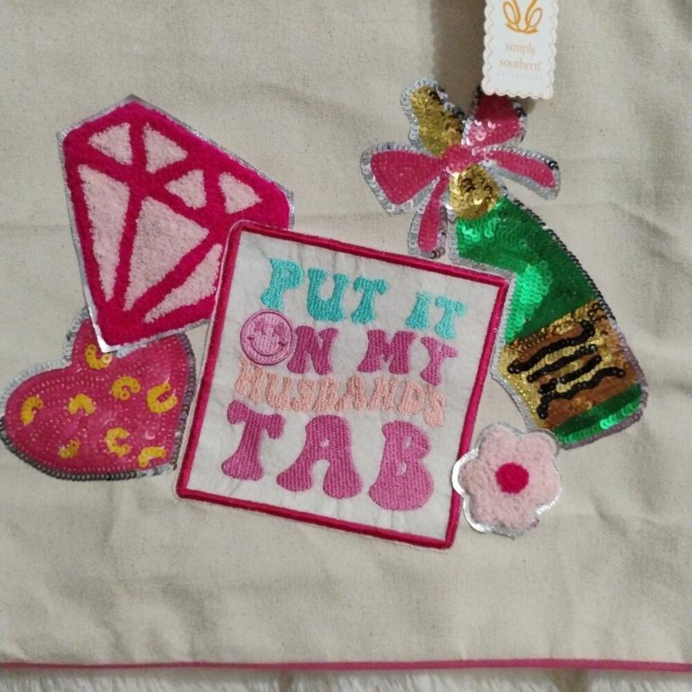 Simply Southern Put it On My Husbands Tab Sequined Tote Bag NWT - Picture 2 of 9